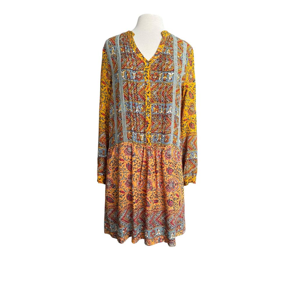 NEW Anthro Tiny Paquerette Pasiley Long Sleeve Relaxed Shift Shirt Dress Medium